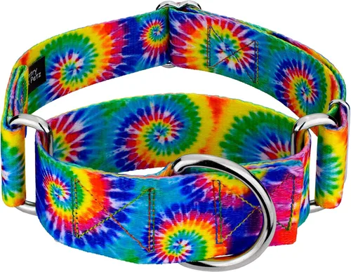 Vista 16 de Country Brook Petz - Collar para perro Martingala con mandala bohemio azul, colección Groovy con 12 diseños lejanos (1 1/2 pulgadas, mediano)