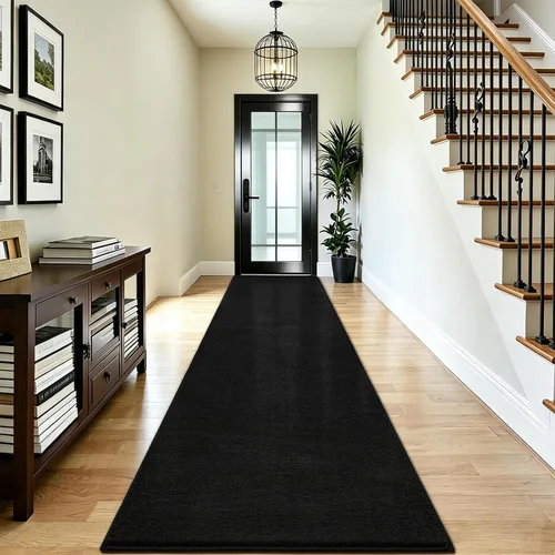 Vista 24 de Vasofe Alfombra de pasillo negra de 2 x 4 pulgadas, alfombra antideslizante de espuma viscoelástica gruesa para interiores, para guardería Negro
