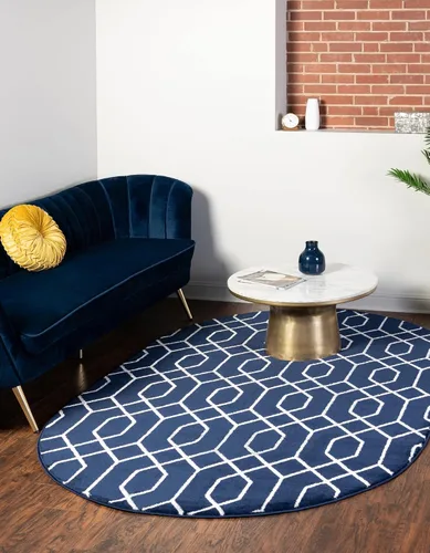 Vista 43 de Marilyn Monroe Glam Collection - Alfombra de área con diseño enrejado (2 x 3 pies, rectangular, azul marino y dorado)