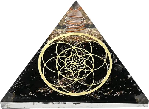 Vista 13 de Pirámide de orgón grande Cristal de pirámide de shungita Pirámide de orgonita grande del árbol de la vida Pirámides de órgano Curación