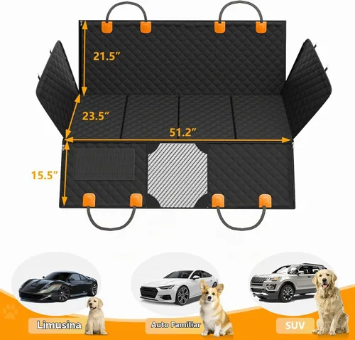 Vista 3 de PETICON Extensor de asiento trasero para perros, funda de asiento de coche para perro de fondo duro, soporta 400 libras, funda de asiento trasero