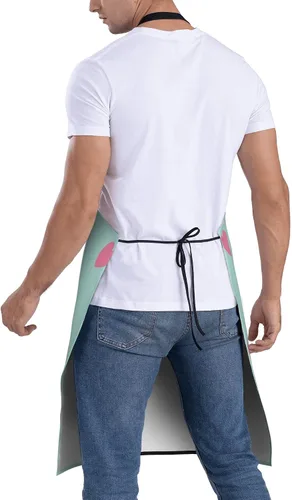 Vista 4 de Gkyygk Delantal para mujer con bolsillos, correa ajustable en el cuello y lazos en la cintura para cocinar, hornear, barbacoa, hombres y mujeres