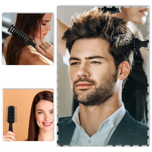 Vista 7 de Cepillo de pelo, 2 piezas de cepillo de ventilación profesional para espalda resbaladiza, cepillo antiestático desenredante para cabello húmedo