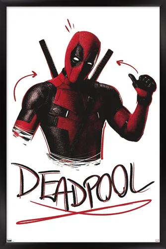 Vista 8 de Trends International Marvel Deadpool Legacy - Póster de pared con pulgares arriba, 14.72 x 22.37 pulgadas, versión enmarcada de madera de granero
