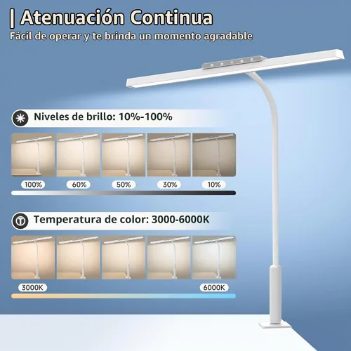 Vista 5 de Lámpara de escritorio LED con abrazadera, luz de escritorio de oficina