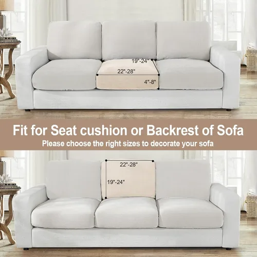 Vista 4 de NAISI Fundas de cojín de sofá de terciopelo elásticas de 1 pieza, fundas de asiento de sofá o respaldo, fundas suaves individuales para sofá Beige