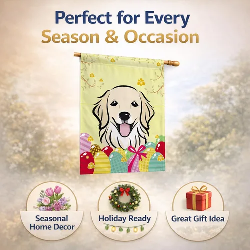 Vista 653 de Caroline's Treasures BB1923GF Bandera decorativa para jardín con diseño de Border Collie, para caza de huevos de Pascua, para jardín, jardín, patio