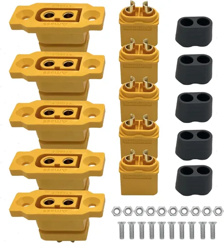 Vista 6 de Amass - Conector macho XT60EW-M montable XT60E para RC Drone Aviones FPV Racing Drone