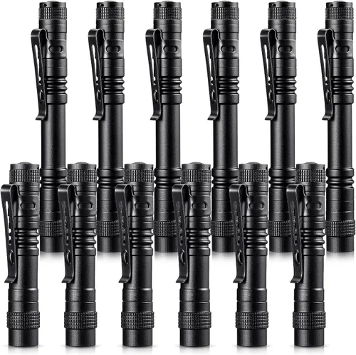 Vista 7 de Honoson 6 piezas mini linterna LED pluma linterna a granel pequeña linterna de bolsillo 3.5 pulgadas, 5.24 pulgadas aluminio mano pluma con clip