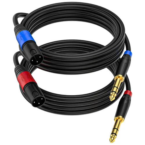Vista 16 de Pack de 2 Cables XLR Hembra a 1/4 Pulgada 6,35 mm TRS Mono Jack para Micrófono Dinámico, 1,6 Pies, Negro, Cable de Micrófono XLR Hembra Equilibrado