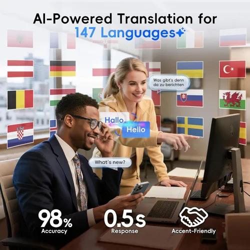 Vista 3 de GetD Gafas de acetato AI 2026, lentes inteligentes con tecnología ChatGPT, traducción en tiempo real con IA con 147 idiomas, gafas Bluetooth