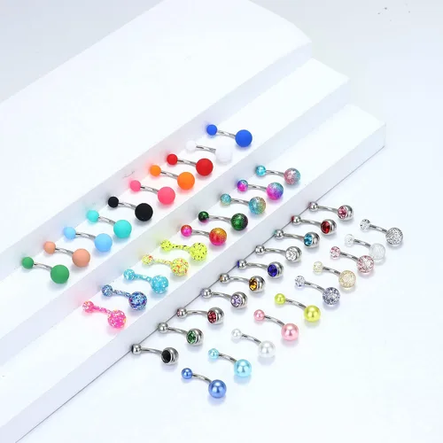 Vista 2 de Drperfect Piercing para ombligo para el ombligo, anillos para el ombligo para mujeres y hombres, de acero inoxidable de 0.45 onzas, varios