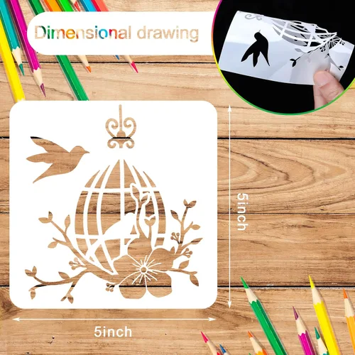 Vista 2 de Juego de 20 plantillas reutilizables para estarcir, plantillas de primavera e invierno, de Navidad, para pintar sobre pared de madera, decoración