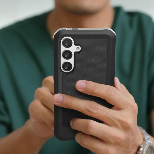 Vista 4 de Falcon Series ENCASED Belt - Funda protectora para Samsung Galaxy S24, con protector de pantalla de vidrio templado y clip de funda (negro)