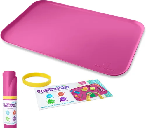 Vista 12 de Just Messin' Tapete de silicona para arte y manualidades, Legos, slime, resina, pintura y fabricación de joyas, protección de mesa con lados