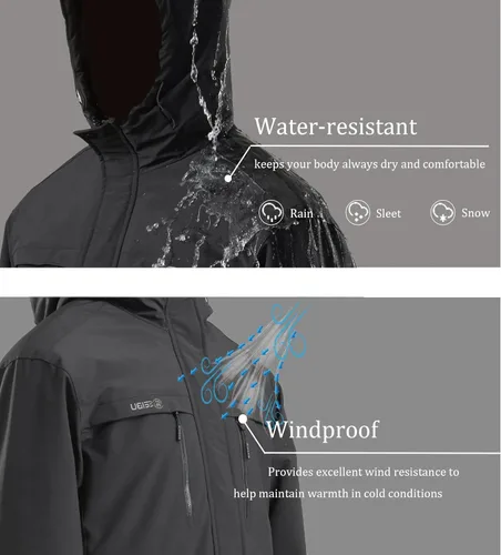 Vista 5 de Chaqueta de esquí para hombre, impermeable, cálida, abrigo de nieve de invierno para senderismo