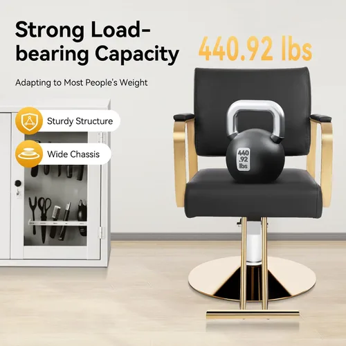 Vista 5 de Silla de peluquería, silla de peluquería ajustable para spa, silla de peluquería giratoria de 360°, silla de peluquería multifunción con reposapiés