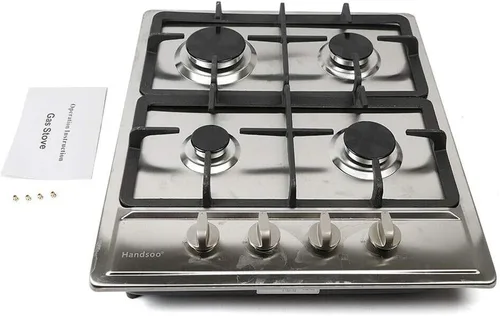 Vista 2 de Estufa de gas Gas Gas GLPG, Quemador de estufa de vidrio templado, 4 quemadores, parrilla de gas integrada (4 quemadores, 23 x 20 pulgadas)