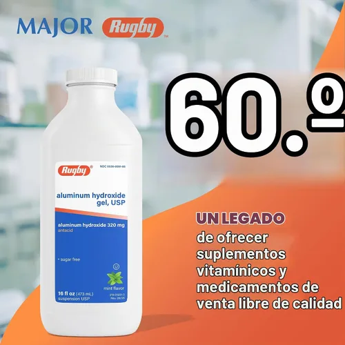Vista 2 de Hidrogel de aluminio, USP 320mg/0.2 fl oz 16 oz por botella genérico para Amphojel Paquete de 6 en total 96 oz