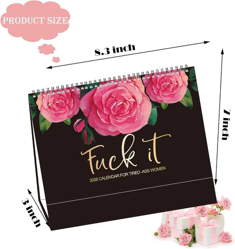 Vista 3 de 2026 Fuck It Calendario de Escritorio para Mujeres Cansadas 2026 Planificador Gracioso Calendario de Broma para el Hogar y la Oficina en la Pared