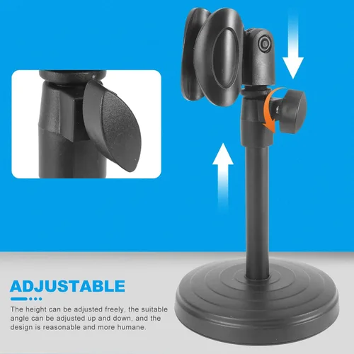 Vista 3 de Soporte de micrófono de escritorio ajustable con placa base estable, soporte de micrófono portátil para podcasting transmisión en vivo de radio