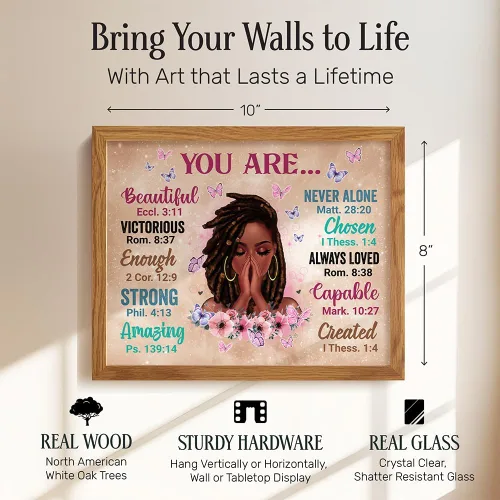 Vista 7 de Arte de Pared Afroamericano ENMARCADO - Regalos Cristianos para Mujeres, Mujeres Afroamericanas - Arte Negro de Inspiración - Escritura Espiritual