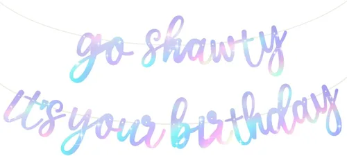 Vista 17 de BEISHIDA Pancarta Black Go Shawty It's Your Birthday de 11.4 pies, SIN BRICOLAJE - Pancarta de Feliz Cumpleaños con Purpurina Tema Hip Hop - Negro