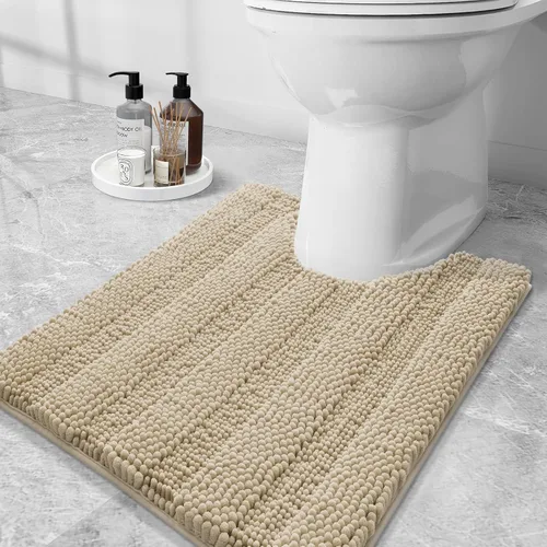 Vista 98 de Grandaily Alfombras de baño de felpilla a rayas de 24 x 16 pulgadas, extra gruesas y suaves, absorbentes, parte trasera de goma, alfombra de ducha
