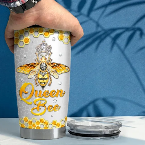 Vista 5 de SANDJEST Vaso Térmico de Abeja 20oz con Dibujos de Joyería, Vasos Térmicos Aislados de Acero Inoxidable, Regalos para Mujeres y Niñas, Taza de Café