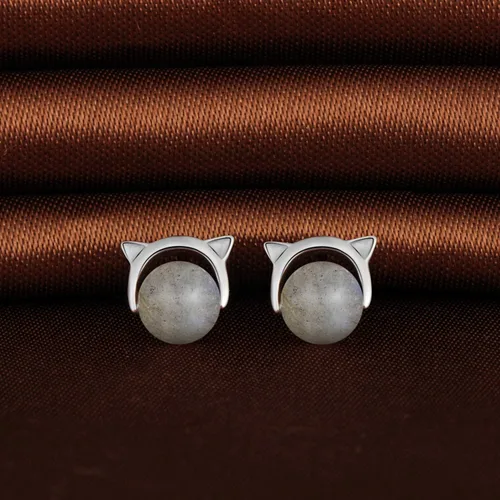 Vista 4 de Pendientes de plata de ley S925 con luz de luna para mujer