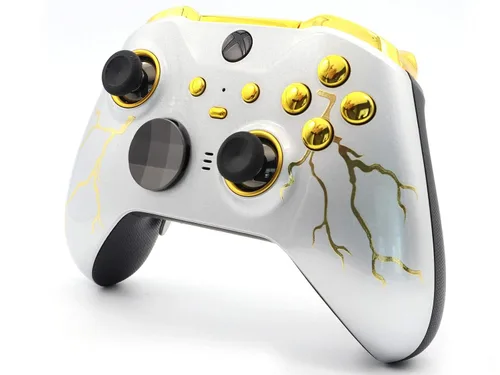 Vista 4 de Modded Zone UN-MODDED Custom Controller Compatible with Xbox ONE Elite Series 2 (Gold Thunder)