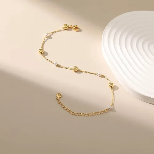 Vista 64 de Delicadas pulseras de oro para mujer, chapado en oro 18, ajustable, mal de ojo, mariposa, cuentas, perla, corazón, turquesa, hecha a mano para mujer