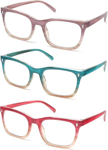 Vista 2 de Paquete de 3 lentes de lectura para mujer, estilo moderno, lectores de computadora +1.0