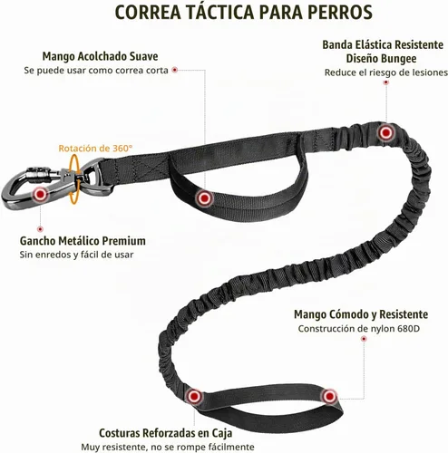 Vista 3 de Collar táctico para perro y correa elástica, juego de collar y correa militar para perro con bandera estadounidense de Estados Unidos, collar K9