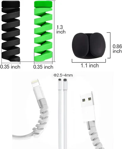 Vista 2 de 36 piezas de protectores de cable para iPhone iPad, protectores de extremo de cable con 2 clips de cable de escritorio, VIWIEU protector de cable