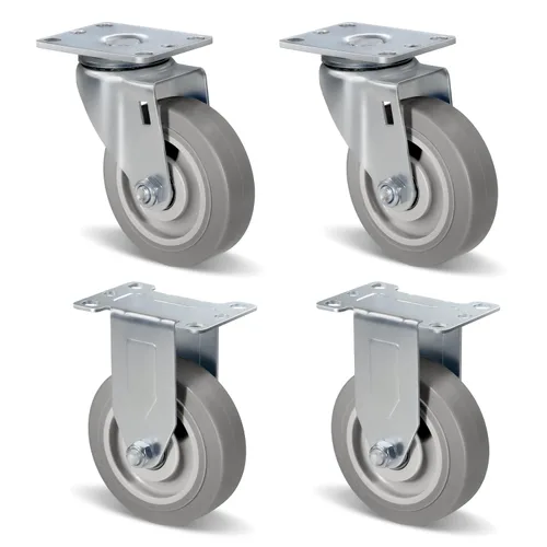 Vista 12 de Ruedas resistentes de 3 pulgadas, ruedas giratorias con frenos, ruedas de placa con rueda de goma para muebles, plataforma, camión, carrito