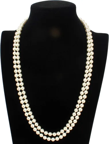 Vista 4 de Flapper Pearls 1920s Collar con perlas de imitación Colgantes de Perlas largos para Bisutería de 55