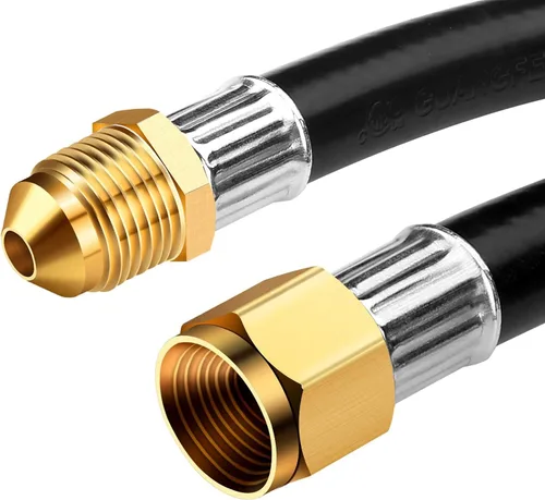 Vista 5 de WADEO Manguera de extensión de propano de 12 pies con conector hembra macho de 3/8 pulgadas, manguera larga de línea de gas de propano para parrilla