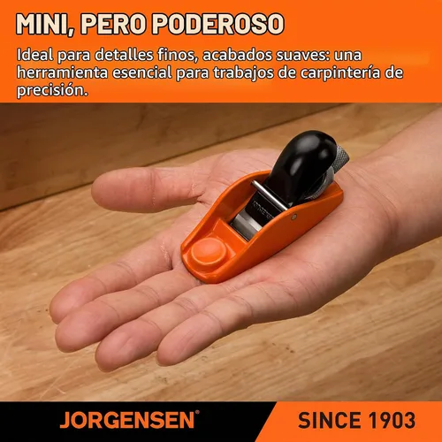 Vista 4 de JORGENSEN 3.5" Mini cepilladora de madera - Mini cepilladora de mano para carpintería, bloque plano, pequeña mano plana para recorte, cepillado