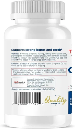 Vista 6 de Cal-Mag-Zinc D3 Suplemento dietético (calcio, magnesio, zinc y vitamina D3) Apoyo inmunológico, huesos y dientes Sin OMG Vegano Sin gluten