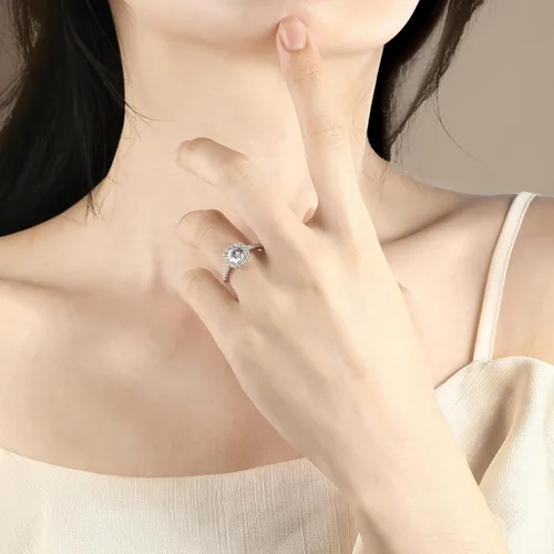 Vista 4 de Anillos de compromiso de plata de ley 925 de 1.2 quilates para mujer, anillos de compromiso de circonita cúbica de corte cojín para ella, talla 4-12