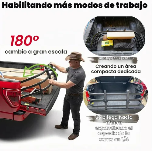 Vista 4 de Extensor de caja de camión, extensor retráctil bilateral de aluminio para puerta trasera, 52-62.6 pulgadas 23 a 26.7 pulgadas H18, se adapta a