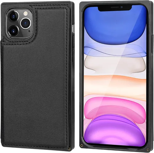 Vista 3 de Bocasal Funda tipo cartera para iPhone 11 Pro con tarjetero para tarjetas de crédito, piel sintética suave premium, función atril, cierre magnético