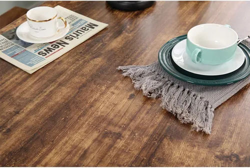 Vista 5 de SDHYL Juego de mesa de comedor de 45 pulgadas con 2 bancos, juego de mesa de comedor para 3, mesa de comedor rectangular pequeña de madera con 2