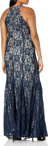 Vista 2 de R&M Richards Vestido de 2 tonos con cuello halter para mujer