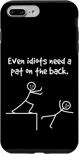 Vista 12 de Even Idiots Need A Pat On The Back Funny Stick Man Joke - Funda de regalo para iPhone 17