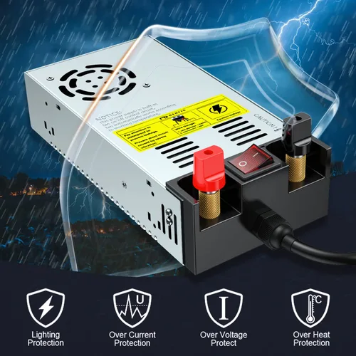 Vista 5 de Denfix Convertidor actualizado de 110 V a 12 V, nueva versión con interruptor de encendido/apagado, fuente de alimentación de CA a CC máx. 50 A 600 W