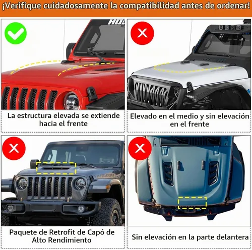 Vista 2 de Hooke Road Protector de capó para Jeep Wrangler JL y Gladiator JT 2018-2024