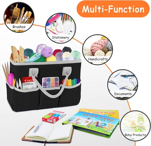 Vista 5 de ZKOO Organizador de Almacenamiento de Suministros de Arte Caddy, Bolsas de Transporte para Manualidades con Bolsillos para Organización de Álbumes