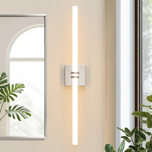 Vista 14 de Lámparas de baño, níquel cepillado de 18 W, LED de 360 °, iluminación completa, moderna aplique de pared lámpara de tocador con 5